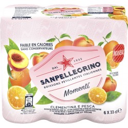 San Pellegrino Eau aromatisée gazeuse clementine et pêche 6 x 33cl