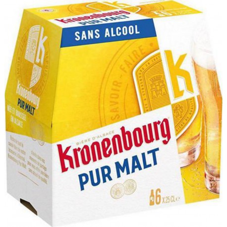Kronenbourg Bière blonde Pur Malt sans alcool 25cl (pack de 6)