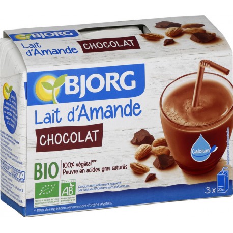 BJORG Lait d'amande chocolat calcium bio 3x20cl 60cl (pack de 3)