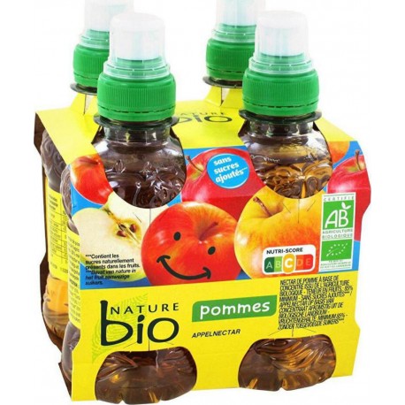 NATURE BIO Nectar pomme bio sans sucres ajoutés bouchon sport 4 x 20 cl