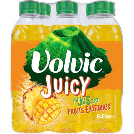Eau aromatisée Volvic Juicy Fruits exotiques 50cl (pack de 6)