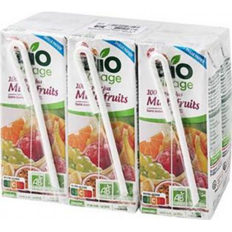 Pur jus Multifruits Bio Village Briquettes 20cl (pack de 6)