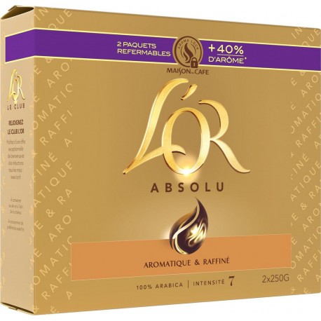 L'OR Café moulu absolu 250g (lot de 2 paquets)