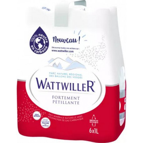 Wattwiller Eau minérale naturelle fortement pétillante 1L (pack de 6)