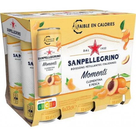San Pellegrino Eau aromatisée gazeuse Clémentine et Pêche 6 x 33cl (pack de 6)
